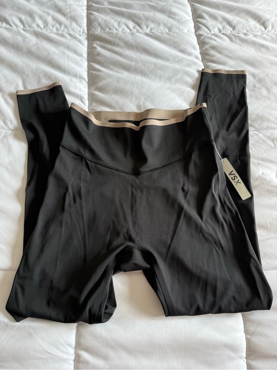 VSX Pants - VSX Black Leggings with Beige Trim Athletic Tights